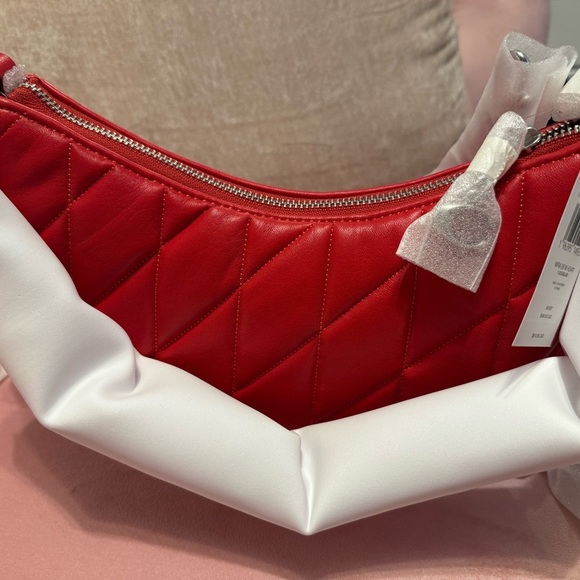 Coach NWT Red Quilted Mira Crescent Shoulder Bag with Heart Chain ❤️ - Picture 3 of 16